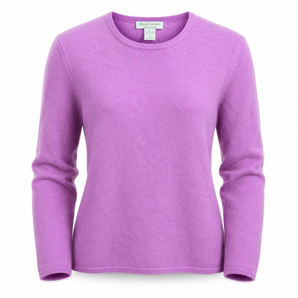 Simply Cashmere Sweater L 100% Cashmere Classic Preppy Quiet Luxury Orchid Pink